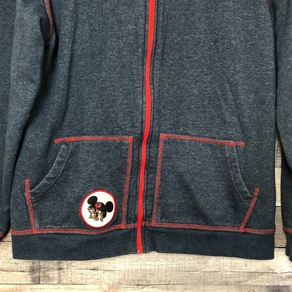 Disney Park Jacket Unisex XL Blue 2018 Embroidered Double Sided Coat Full Zip - Picture 3 of 13